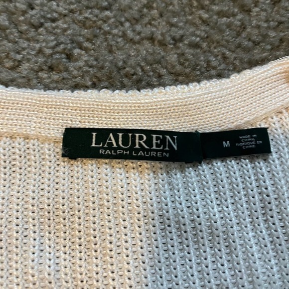 Lauren Ralph Lauren ivory knit lace up sweater women’s medium - Picture 3 of 10